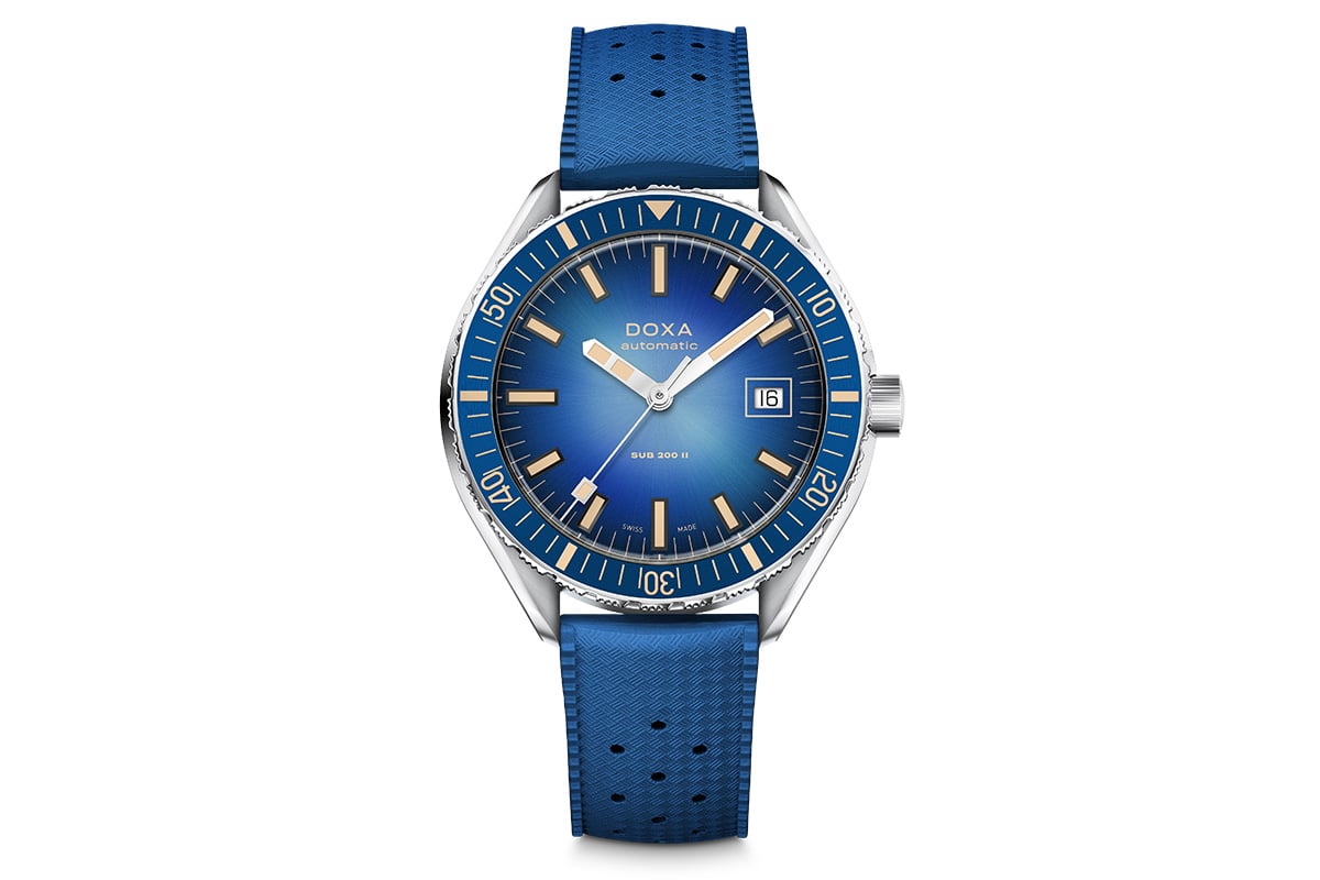 「DOXA SUB 200 II」Caribbian ラバーストラップ（品番：SKU: 795.10.201.32、31万1300円 消費税込）