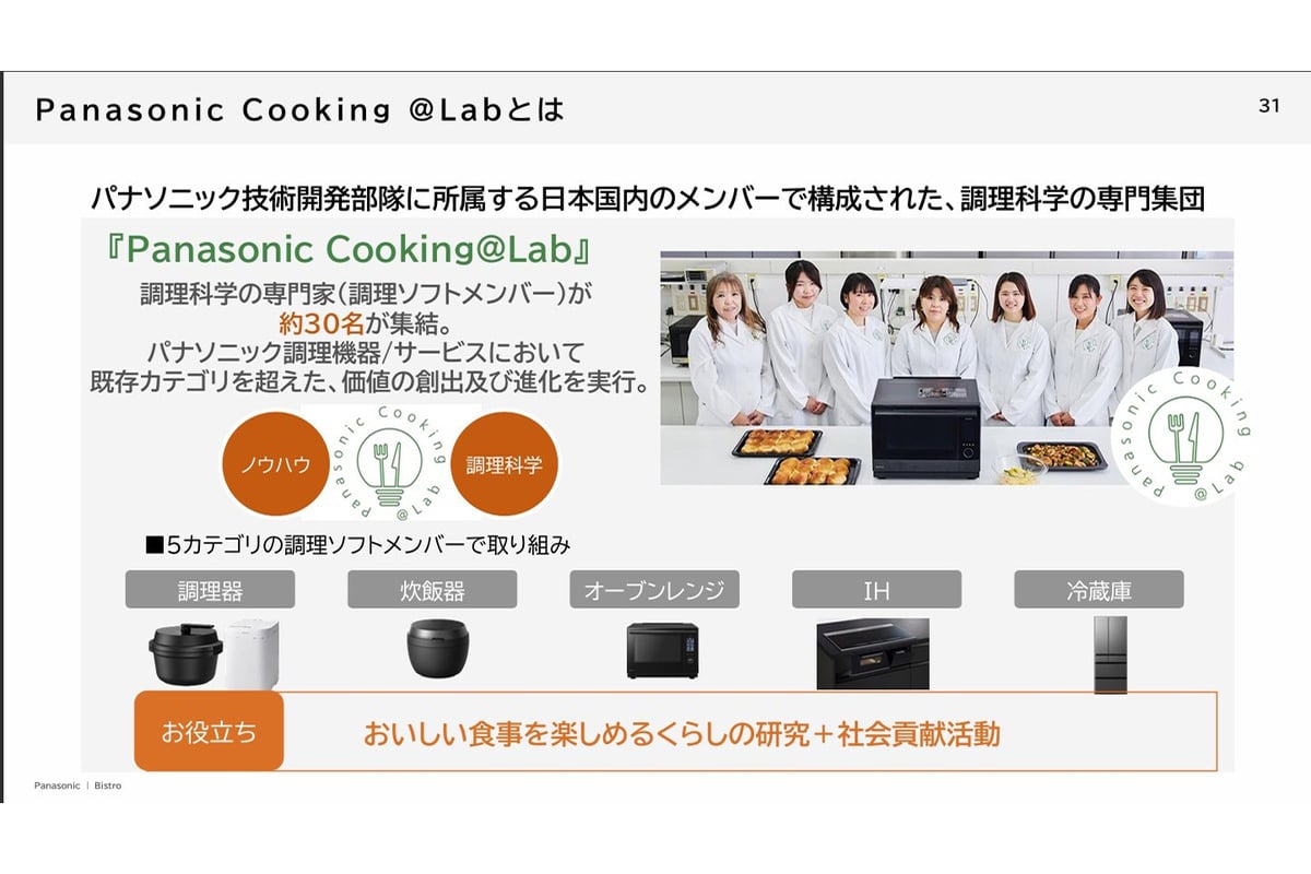 Panasonic Cooking @Labは、調理科学の専門家が集まるパナソニックの調理ソフト開発集団。誰が作っても同じようにおいしく仕上がる“調理再現性”を支える存在であり、ビストロの「おまかせでおいしい」を裏側から支えている
