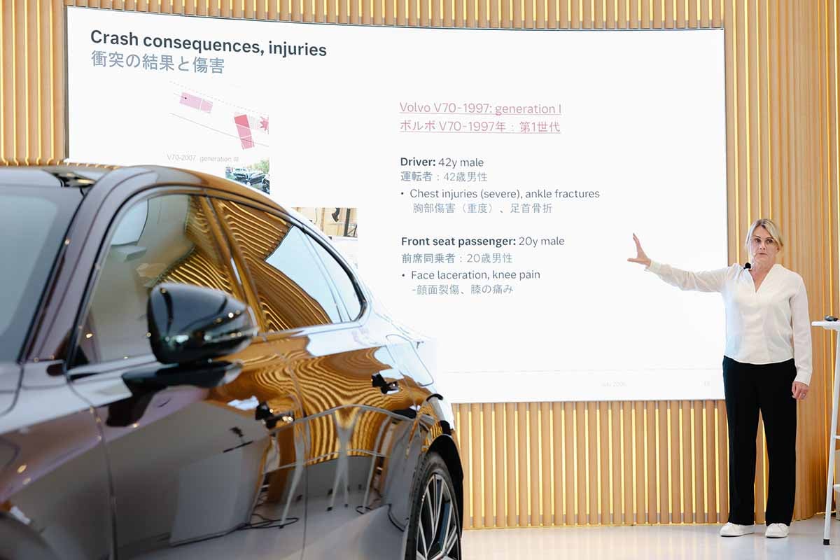 スウェーデンの「ボルボ・カーズ セーフティセンター」で長年安全研究・開発を担うロッタ・ヤコブソン博士を招いて開催された安全セミナーの様子