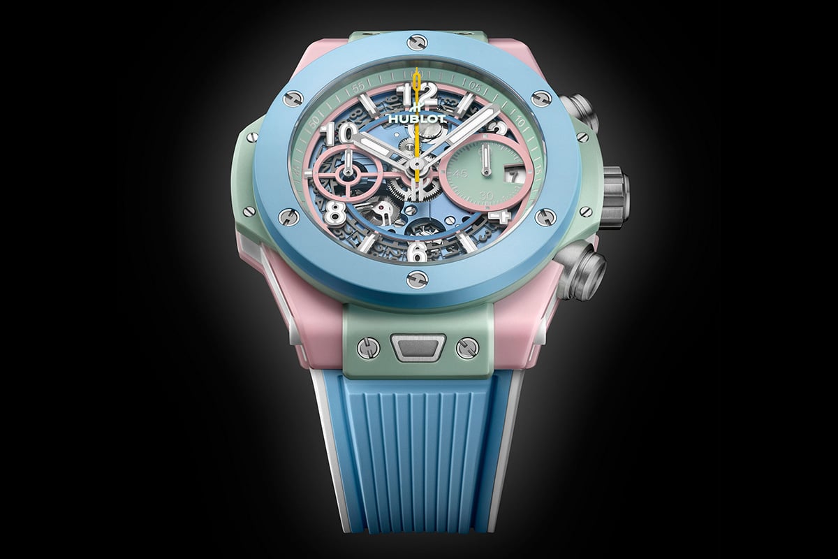 「ウブロ　ビッグ・バン サマー マルチカラー セラミック 42mm」（品番：441.ERG.6610.RX、442万2000円 消費税込、世界限定200本）