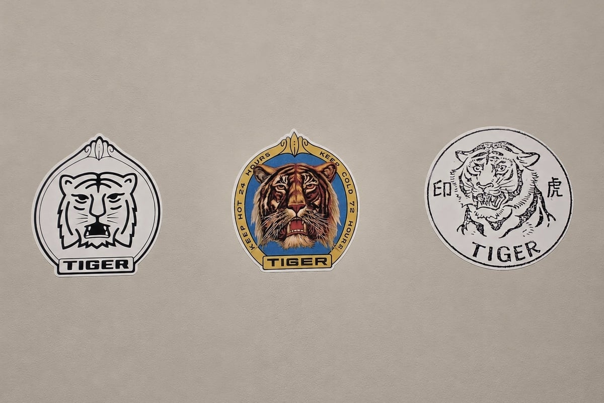 ミュージアムに展示されていた歴代のタイガーロゴ。写実的で力強いトラから、現在の親しみやすい表情へと変化してきた過程にも、ブランドの時代感が表れている
