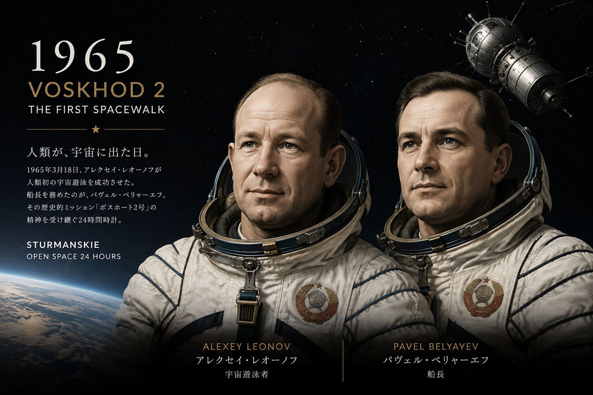 1965年、人類初の宇宙遊泳を実現したボスホート2号の船長であったパヴェル・ベリャーエフ氏の24時間時計から着想を得たレプリカモデルがリニューアルして復刻。