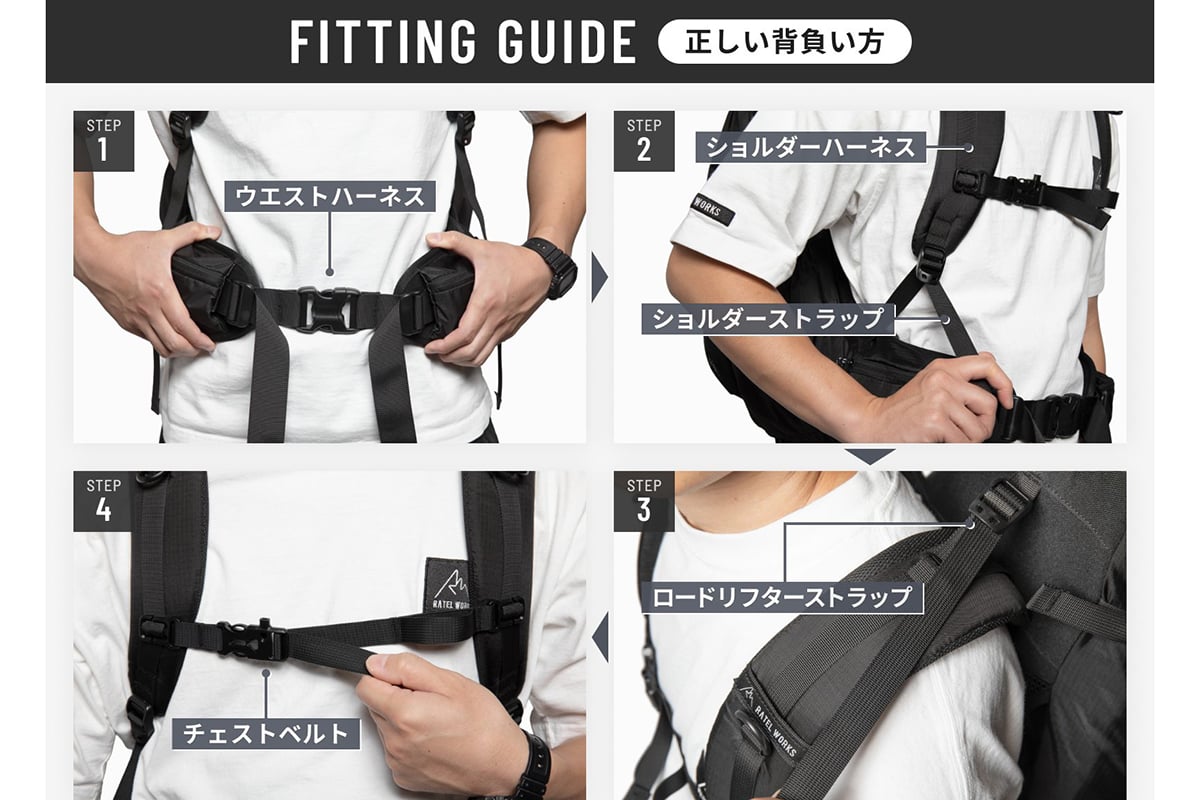 背負う人に合わせて、細かくフィッティング