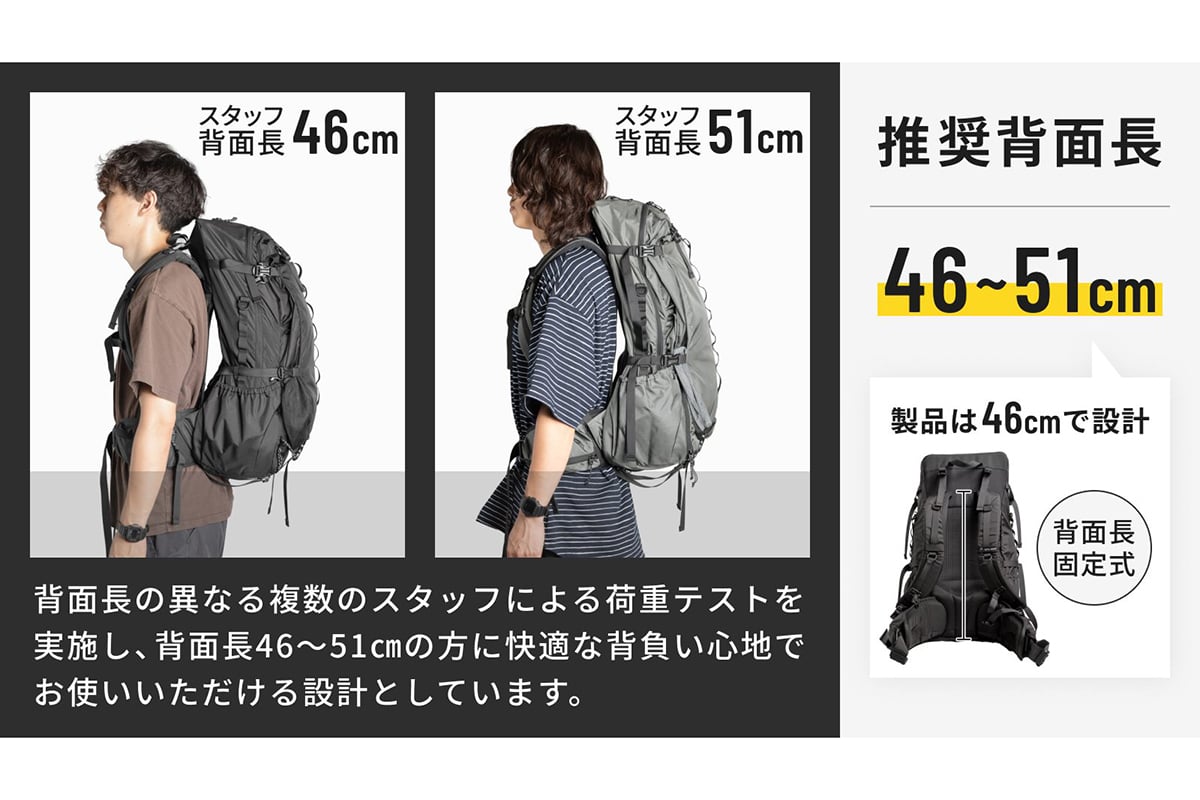 本体背面長は約46cmの固定式