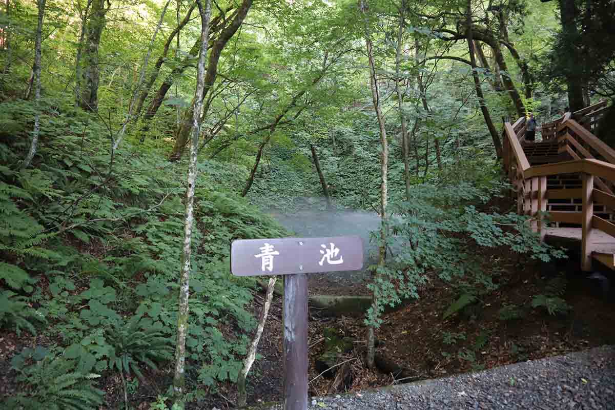 白神山地にある「青池」。12月～3月が冬季閉鎖なので注意