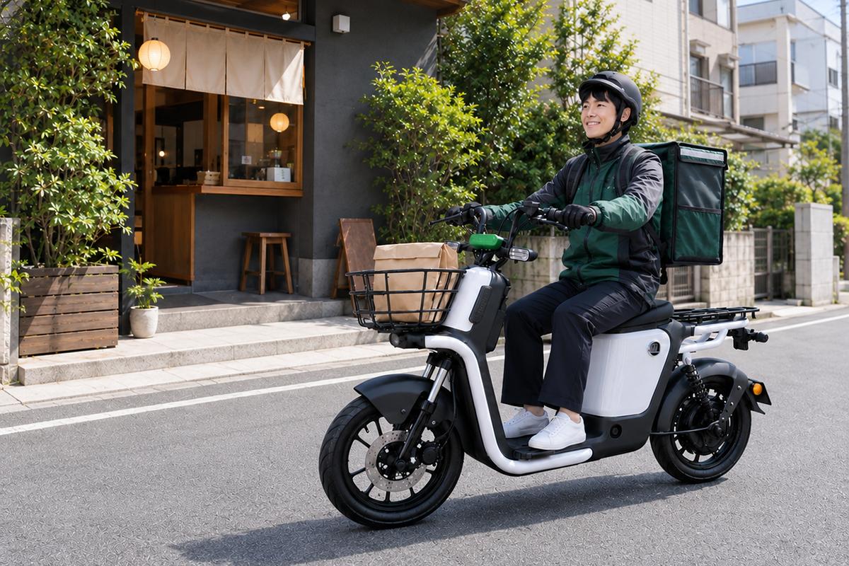 デリバリーや営業、配達、巡回などの業務でも活躍するビジネス用特定小型原付「Future smart 1」