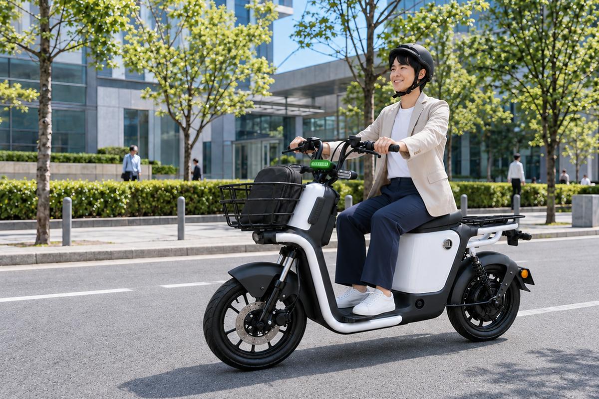 デリバリーや営業、配達、巡回などの業務でも活躍するビジネス用特定小型原付「Future smart 1」